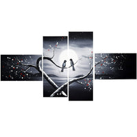 Designart Love Birds in Love 4-Panel Canvas Art Print, 60" x 32", (PT1221G)-Print