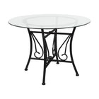 Flash Furniture Princeton 42" Round Glass Dining Table with Black Metal Frame-Clear Tempered Glass Surface