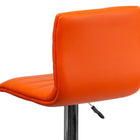 Flash Furniture Contemporary Orange Vinyl Adjustable Height Barstool with Horizontal Stitch Back & Chrome Base-CA117 Fire Retardant Foam