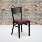 Flash Furniture HERCULES Series Black Grid Back Metal Restaurant Chair - Burgundy Vinyl Seat - 2 Pack-Welded Joint Assembly