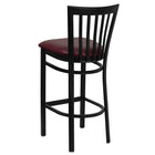Flash Furniture HERCULES Series Black School House Back Metal Restaurant Barstool - Burgundy Vinyl Seat - 2 Pack-2.5" Thick Foam Padded Seat