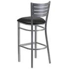 Flash Furniture HERCULES Series Silver Slat Back Metal Restaurant Barstool - Black Vinyl Seat - 2 Pack-2.5" Thick Foam Padded Seat