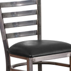 Flash Furniture HERCULES Series Clear Coated Ladder Back Metal Restaurant Barstool - Black Vinyl Seat-CA117 Fire Retardant Foam