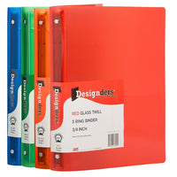 JAM Paper Assorted .75" Plastic 3 Ring Binders, Red, Green, Blue, Orange, 4 Pack-Assorted Plastic