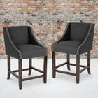 Flash Furniture Carmel Series 24" High Transitional Walnut Counter Height Stools - 2 Pack-Footrest