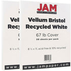 JAM Paper Vellum Bristol Cardstock, 8.5 x 11, 67lb White, 2 packs of 50 (169834g)-White