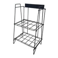 Eddie's Hang-Up Display Ltd. Two Tier Newspaper and Magazine Rack - Black - 26" x 16" x 12"-Newspaper & Magazine Rack