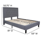 Flash Furniture Roxbury Full Size Tufted Upholstered Platform Bed - Light Grey Fabric-Button Tufted