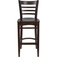 Flash Furniture HERCULES Series Ladder Back Walnut Wood Restaurant Barstools - 2 Pack-Set of 2 Wood Dining Bar Stools