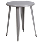24'' Round Silver Metal Indoor-Outdoor Table Set with 2 Arm Chairs (CH-51080TH-2-18ARM-SIL-GG)-Metal