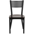 Flash Furniture HERCULES Series Black Grid Back Metal Restaurant Chair - Walnut Wood Seat - 2 Pack-Set of 2 Metal Dining Chairs
