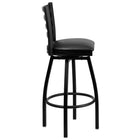 Flash Furniture HERCULES Black Ladder Back Swivel Metal Barstool - Black Vinyl Seat-Black Vinyl Upholstered Seat