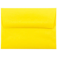 JAM Paper A2 Invitation Envelopes, 4.38 x 5.75, Brite Hue Yellow Recycled, 100 Pack (15839g)-Yellow