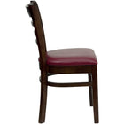 Flash Furniture HERCULES Series Ladder Back Walnut Wood Restaurant Chairs with Burgundy Vinyl Seat - 2 Pack-Burgundy Vinyl Upholstered Seat