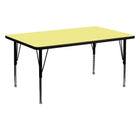 Flash Furniture 30''W x 60''L Rectangle Activity Table with Thermal Fused Top and Height Adjustable Pre-School Legs, Yellow-Yellow Laminate