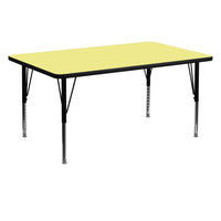 Flash Furniture 30''W x 60''L Rectangle Activity Table with Thermal Fused Top and Height Adjustable Pre-School Legs, Yellow-Yellow Laminate