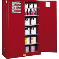 Justrite Sure-Grip Ex Paint & Ink Safety Storage Cabinets, 2 Doors, Self-Closing, 43" x 18" x 44"-Multiple shelves are ideal for 1-gallon paint cans (Class III liquids)