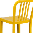 Flash Furniture Commercial Grade 30" High Metal Indoor-Outdoor Barstool with Vertical Slat Back - Yellow - 2 Pack-Yellow Powder Coated Frame Finish