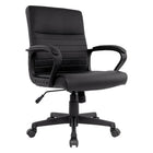 Staples Tervina Luxura Mid-Back Manager Chair, Black-Sleek Black Luxura faux leather upholstery