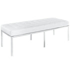 Nicer Furniture Florence Bench Three Seater - White-Stainless steel frame