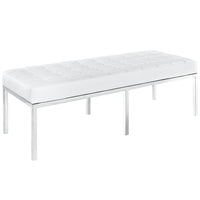 Nicer Furniture Florence Bench Three Seater - White-Stainless steel frame