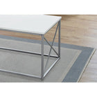 Monarch Specialties 7951P Table Set - 3Pcs Set/White/Silver Metal-Coffee table set boasts ample surface space for books, electronics or other decorative items