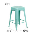 Flash Furniture 24" High Backless Mint Green Indoor-Outdoor Counter Height Stool-Stacks up to 10 Chairs High