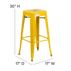 Flash Furniture 30" High Backless Metal Indoor-Outdoor Barstool with Square Seat - Yellow-Drain Hole in Seat