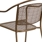 Flash Furniture Gold Indoor-Outdoor Steel Patio Arm Chair with Round Back-Rain Flower Seat and Back Design