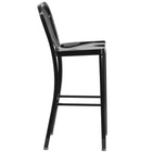 Flash Furniture Commercial Grade 30" High Black Metal Indoor-Outdoor Barstool with Vertical Slat Back - 2 Pack-Curved Vertical Slat Back