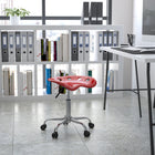 Flash Furniture Vibrant Wine Tractor Seat & Chrome Stool - Red-5.5'' Height Range Adjustment