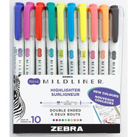 Zebra Mildliner Double-Ended Pen-Style Highlighters - Assorted Colours - 10 Pack-Ideal for hand lettering and creative applications