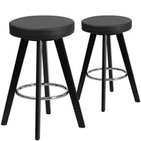 Flash Furniture - Tabouret contemporain Trenton à hauteur de comptoir en bois cappuccino de 24 po haut avec siège en noir-Ensemble de 2 tabourets de style contemporain