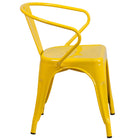 Flash Furniture Commercial Grade Metal Indoor-Outdoor Chair with Arms - Yellow-Curved Back with Vertical Slat