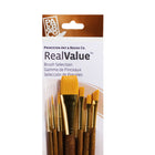 Princeton RealValue Synthetic Golden Taklon Set - 7 Pack-Includes Round 2 and 4, Liner 2/0, Shader 2 and 6, Angular 1/4, and Wash 3/4