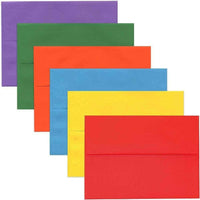 JAM Paper A6 Invitation Envelopes - 4.75 x 6.5 - Brite Hue Assorted Colours - 150 Pack -Assortment of coloured A6 Envelopes: Blue, Red, Orange, Green, Purple, and Yellow