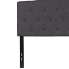 Flash Furniture - Tête de lit Cambridge double touffetée et rembourrée en tissu gris foncé-Touffetée à boutons avec piquage à motif diamants