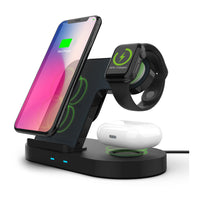 Hypergear socle de charge sans fil 3-en-1 de 15 W pour téléphone, montre et écouteurs sans fil, noir-Conçu pour les appareils intégrant Qi