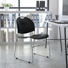 Flash Furniture HERCULES Ultra-Compact Stack Chair with Chrome Frame - Black - 5 Pack-15 Gauge Steel Frame
