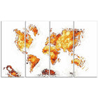 Designart Orange Map Canvas Art Print, (PT2708-4-271)-Print