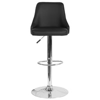 Flash Furniture Trieste Contemporary Adjustable Height Barstool - Black LeatherSoft - 2 Pack-Set of 2 Contemporary Style Stools
