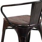 Flash Furniture - Chaise en métal doré noir antique avec siège et accoudoirs en bois-Appuis-Bras intégrés