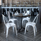 Flash Furniture Commercial Grade Distressed Metal Indoor-Outdoor Stackable Chair - White-Small Caps on cross brace protect finish when stacked