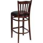 Flash Furniture HERCULES Series Vertical Slat Back Mahogany Wood Restaurant Barstool - Black Vinyl Seat-Black Vinyl Upholstered Seat