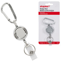 Staples Spring Clip Badge Reel - Silver - 24" Cord-Makes access to secured areas fast and easy