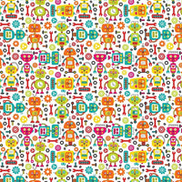 Millbrook Studios Flat Wrap, Robots, 12 Pack (57034)-Each sheet is 19" x 27"