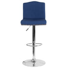 Flash Furniture Bellagio Contemporary Adjustable Height Barstool with Accent Nail Trim in Blue Fabric-Contemporary Style Stool