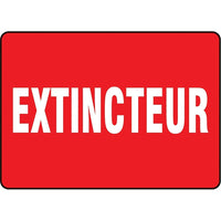 Accuform Signs "Extincteur" Sign, 10" x 7", Vinyl, French-Display Type Adhesive
