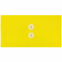JAM Paper - Enveloppes en plastique avec fermeture à bouton et à cordon #10 Livret d'affaires - 5.25" x 10" - Jaune - Paquet de 12-Couleur jaune