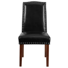 Flash Furniture HERCULES Hampton Hill Series Black Leather Parsons Chair with Silver Accent Nail Trim-Mid-Century Style